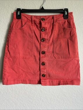 Kensie Coral Button-Front Mini Skirt